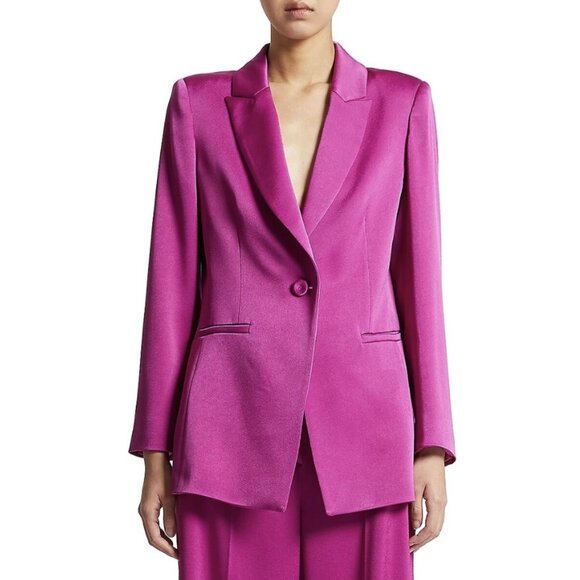 MARELLA Jackets & Blazers - MARELLA Carrara Semi Fitted Satin Blazer in Fuchsia Purple - Size US 8